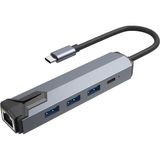 Coverzone USB-C to Gigabit Ethernet Adaptör 3 Port USB 3.0 Hub + PD Şarj Destekli Çoklayıcı, 1000 Mbps RJ45 Kablolu İnternet, 5Gbps Veri Aktarımı | ZR1158