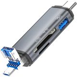 Coverzone Usb Otg Kart Okuyucu Type-C ve Lightning Uçlu PC Bilgisayar ve Notebook Uyumlu Mikro SD Kart Okuyucu ADS-307 (3in1)