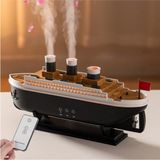 CoverZone Uzaktan Kumandalı Titanic Tasarımlı Nostaljik Gemi Şeklinde Aroma Difüzörü ve Hava Nemlendirici 250ML LED Işıklı Ultrasonik Buhar Makinesi Dekoratif Masaüstü Ortam Nem Cihazı | 299 - Siyah - Beyaz