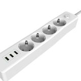 Coverzone Uzatma Kablosu Güç ve Şarj 2 Metre Kablo Uzunluğu Çok Amaçlı Uazatma Fiş 4 Adet Priz 3 Adet USB Çıkışlı Açma Kapama Düğmeli Beyaz | 3405
