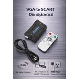 Coverzone Vga To Scart Dönüştürücü Scaler Kutusu Pc Laptop Tv Aktarma 3.5Mm Ses Kumandalı | Zr1123