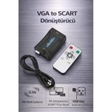 Coverzone Vga To Scart Dönüştürücü Scaler Kutusu Pc Laptop Tv Aktarma 3.5Mm Ses Kumandalı | Zr1123