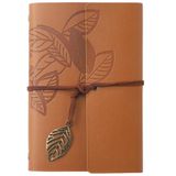 Coverzone Vintage Yaprak Motifli PU Deri Defter – 80 Sayfa Çizgisiz Günlük, 14.5x10.5 cm, Yaprak Şeklinde Metal Kapatmalı Retro Ajanda & Not Defteri, Seyahat Defteri, Travel Journal (Kahverengi)