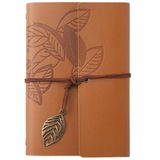 Coverzone Vintage Yaprak Motifli PU Deri Defter – 80 Sayfa Çizgisiz Günlük, 18,5x12,5 cm, Yaprak Şeklinde Metal Kapatmalı Retro Ajanda & Not Defteri, Seyahat Defteri, Travel Journal, Kahverengi