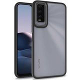 Coverzone Vivo Y20 Ile Uyumlu Kılıf Kontrast Renk Tasarımlı Cynosure Kapak Siyah