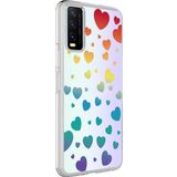 Coverzone Vivo Y20 Ile Uyumlu Kılıf Parlayan Fosfor Yüzeyli Desenli Kapak Heart