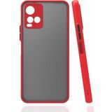 Coverzone Vivo Y21s Ile Uyumlu Kılıf Lastik Desen Kenar Kamera Korumalı Arkası Şeffaf Halx Kırmızı