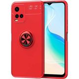 Coverzone Vivo Y21s Kılıf Ravel Yüzük Tutuculu Standlı Silikon Kırmızı