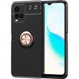 Coverzone Vivo Y21s Kılıf Ravel Yüzük Tutuculu Standlı Silikon Siyah-rosegold