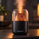 CoverZone Volkan Efektli Ultrasonik Hava Nemlendirici 300 ml Soğuk Buhar Makinesi Gece Işıklı Ambiyans Lambalı Usb-C Masaüstü Nemlendirici, Y10 - Beyaz
