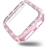 Coverzone Watch 7 45mm Ile Uyumlu Sert Çerçeve Diamond Kapak Watch 7 45mm Koruyucu Kılıf Pembe