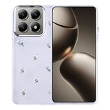 Coverzone Xiaomi 14T ile uyumlu Kılıf Airbag Köşeli 2mm Kamera Çıkıntı Korumalı Simli Şeffaf Baskılı Z-Kutup Kapak Lale