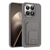 Coverzone Xiaomi 15T ile Uyumlu Kılıf Z-Bikart Kart Bölmeli Standlı Kilif, Deri Dokulu Yüzey, Darbe Emici Kenar Koruma, Arka Kapak Tasarımı Xiaomi 15T kilif Gri
