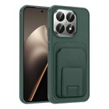 Coverzone Xiaomi 15T ile Uyumlu Kılıf Z-Bikart Kart Bölmeli Standlı Kilif, Deri Dokulu Yüzey, Darbe Emici Kenar Koruma, Arka Kapak Tasarımı Xiaomi 15T kilif Koyu Yeşil