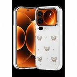 Coverzone Xiaomi 17 Pro ile uyumlu Kılıf Airbag Köşeli 2mm Kamera Çıkıntı Korumalı Simli Şeffaf Baskılı Z-Kutup Kapak Mi 17 Pro Kılıf Kelebek