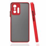 Coverzone Xiaomi Mi 11T 5G İle Uyumlu Kılıf Lastik Desen Kenar Kamera Korumalı Parmak izi yapmayan tozdan ve kirden koruyan Xiaomi Mi 11T 5G İle Uyumlu Kılıf Arkası Şeffaf Halx Kırmızı