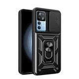 Coverzone Xiaomi Mi 12T ile Uyumlu PhoenixShield Sürgülü Kamera Korumalı Kapak Tam Koruma Manyetik Vega Kapak Kılıf SİYAH