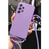 Coverzone Xiaomi Mi 13 Ultra ile Uyumlu İpli Boyun Askılı Silikon Kılıf Kadife İç Yapılı Dulcet Epiphany boyun çapraz asılabilen İpli Kılıf Lila