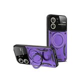 Coverzone Xiaomi Mi 13T Pro ile uyumlu Kılıf Joy Joy Stand Olabilen Lens Korumalı 360° Derece Dönen Halak Yüzük Aparatlı Kapak Mor