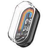 Coverzone Xiaomi Mi Band 8 ile uyumlu Silikon Kasa Ekran Koruyucu 360 Şeffaf Tam Kapatan Çerceve PC Kasa Koruma Gard Çerçeve Şeffaf