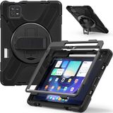 Coverzone Xiaomi Pad 6 ile Uyumlu Kılıf El Tutamaçlı Standlı Full 360 Koruma Z-Defender Rugged Tablet Kılıf Siyah