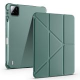 Coverzone Xiaomi Pad 7 Pro ile uyumlu Kılıf Kalem Koyma Bölmeli Stand Olan Uyku Modlu Suni Deri, Yarı transparan Silikon Arka Yüzey ergonomik yapılı, Attravtive Smart Cover Koyu Yeşil