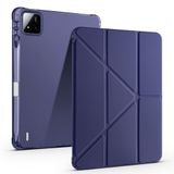 Coverzone Xiaomi Pad 7 Pro ile uyumlu Kılıf Kalem Koyma Bölmeli Stand Olan Uyku Modlu Suni Deri, Yarı transparan Silikon Arka Yüzey ergonomik yapılı, Attravtive Smart Cover Lacivert