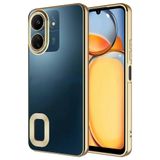 Coverzone Xiaomi Poco C65 ile uyumlu Kılıf Kamera Korumalı Logo Gösteren Parlak renk kenar çizgileri ile şık bir tasarım Colored Z-Omega Kapak Gold