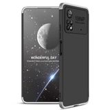Coverzone Xiaomi Poco M4 Pro 4G ile uyumlu Kılıf Soft Hard Koruma 3 Parça Ayrı Takılan Sert Kılıf Alt - Üst ve Arka Soft Kılıf, Siyah-Gri
