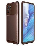 Coverzone Xiaomi Poco M5S İle Uyumlu Kılıf Karbon Tasarım, Parmak İzi Yapmayan Özellik Ultra Slimfit Yapı Delüx Tpu Silikon DLX Poco M5S İle Uyumlu Kılıf Kahverengi