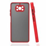 Coverzone Xiaomi Poco X3 İle Uyumlu Kılıf Lastik Desen Kenar Kamera Korumalı Parmak izi yapmayan tozdan ve kirden koruyan Xiaomi Poco X3 İle Uyumlu Kılıf Arkası Şeffaf Halx Kırmızı
