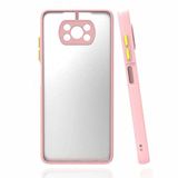 Coverzone Xiaomi Poco X3 İle Uyumlu Kılıf Lastik Desen Kenar Kamera Korumalı Parmak izi yapmayan tozdan ve kirden koruyan Xiaomi Poco X3 İle Uyumlu Kılıf Arkası Şeffaf Halx PEMBE