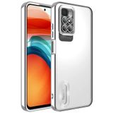 Coverzone Xiaomi Redmi 10 ile uyumlu Kılıf Kamera Korumalı Logo Gösteren Parlak renk kenar çizgileri ile şık bir tasarım Colored Z-Omega Kapak Gümüş