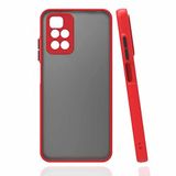 Coverzone Xiaomi Redmi 10 İle Uyumlu Kılıf Lastik Desen Kenar Kamera Korumalı Parmak izi yapmayan tozdan ve kirden koruyan Xiaomi Redmi 10 İle Uyumlu Kılıf Arkası Şeffaf Halx Kırmızı