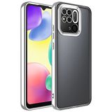 Coverzone Xiaomi Redmi 10C ile uyumlu Kılıf Kamera Korumalı Logo Gösteren Parlak renk kenar çizgileri ile şık bir tasarım Colored Z-Omega Kapak Gümüş