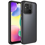 Coverzone Xiaomi Redmi 10C ile uyumlu Kılıf Kamera Korumalı Logo Gösteren Parlak renk kenar çizgileri ile şık bir tasarım Colored Z-Omega Kapak Siyah