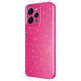 Coverzone Xiaomi Redmi 12 ile uyumlu Z-Jelly Kılıf Kamera Korumalı Simli Işılıtılı Renkli Parlak Silikon Kapak-Koyu pembe
