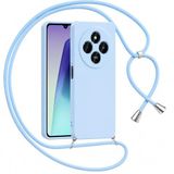 Coverzone Xiaomi Redmi 14C ile Uyumlu Özel Üretim Ayarlanabilir İpli Boyun Askılı Silikon Kılıf Kadife İç Yapılı Viper Boyun Çapraz Taşıma Özellikli Asılabilen İpli Telefon Kılıfı Bebek Mavisi