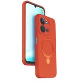 Coverzone Xiaomi Redmi 15C ile uyumlu Kılıf MagSafe ile uyumlu Z-Samara Kapak Wireless Şarj Özellikli Stand Olabilen Redmi 15C kilif Turuncu