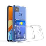 Coverzone Xiaomi Redmi 9C ile Uyumlu Kartlıklı Şeffaf Kamera Koruma Yükseltisi Z-Serta Silikon Anti-Şok Özellikli Köşeleri Airbag Şeffaf Telefon Kılıfı