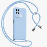 Coverzone Xiaomi Redmi 9C ile Uyumlu Özel Üretim Ayarlanabilir İpli Boyun Askılı Silikon Kılıf Kadife İç Yapılı Viper Boyun Çapraz Taşıma Özellikli Asılabilen İpli Telefon Kılıfı Bebek Mavisi