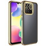 Coverzone Xiaomi Redmi Note 10 ile uyumlu Kılıf Kamera Korumalı Logo Gösteren Parlak renk kenar çizgileri ile şık bir tasarım Colored Z-Omega Kapak Gold