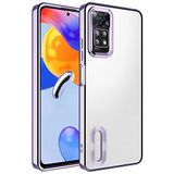 Coverzone Xiaomi Redmi Note 11 5G ile uyumlu Kılıf Kamera Korumalı Logo Gösteren Parlak renk kenar çizgileri ile şık bir tasarım Colored Z-Omega Kapak Lila