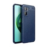 Coverzone Xiaomi Redmi Note 11E Uyumlu Silikon Kılıf TPU Niss Deri Görünümlü Ultra Slim Fit Lacivert