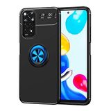Coverzone Xiaomi Redmi Note 11S İle Uyumlu Kılıf Ravel Yüzük Tutma Aparatı Takılı Stand Olabilen Silikon Siyah-Mavi