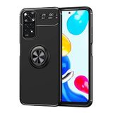 Coverzone Xiaomi Redmi Note 11S İle Uyumlu Kılıf Ravel Yüzük Tutma Aparatı Takılı Stand Olabilen Silikon Siyah