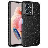 Coverzone Xiaomi Redmi Note 12 4G ile uyumlu Z-Jelly Kılıf Kamera Korumalı Simli Işılıtılı Renkli Parlak Silikon Kapak-Siyah
