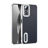 Coverzone Xiaomi Redmi Note 12S ile uyumlu Kılıf Kamera Korumalı Logo Gösteren Parlak renk kenar çizgileri ile şık bir tasarım Colored Z-Omega Kapak Gümüş