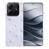 Coverzone Xiaomi Redmi Note 14 4G ile uyumlu Kılıf Airbag Köşeli 2mm Kamera Çıkıntı Korumalı Simli Şeffaf Baskılı Z-Kutup Kapak Lale