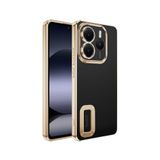 Coverzone Xiaomi Redmi Note 14 5G ile uyumlu Kılıf Kamera Korumalı Logo Gösteren Parlak renk kenar çizgileri ile şık bir tasarım Colored Z-Omega Kapak Gold